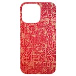 Chinese Hieroglyphs Patterns, Chinese Ornaments, Red Chinese iPhone 14 Pro Max Black UV Print Case