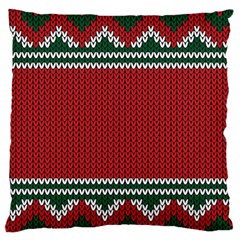Christmas Pattern, Fabric Texture, Knitted Red Background Large Premium Plush Fleece Cushion Case (Two Sides) from ZippyPress Front