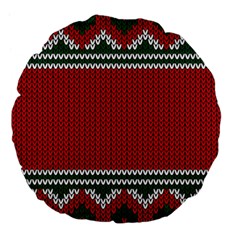 Christmas Pattern, Fabric Texture, Knitted Red Background Large 18  Premium Flano Round Cushions from ZippyPress Front