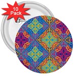 Colorful Floral Ornament, Floral Patterns 3  Buttons (10 pack) 