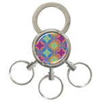 Colorful Floral Ornament, Floral Patterns 3-Ring Key Chain