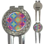 Colorful Floral Ornament, Floral Patterns 3-in-1 Golf Divots