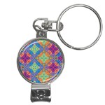 Colorful Floral Ornament, Floral Patterns Nail Clippers Key Chain