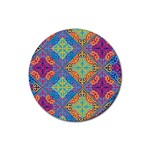 Colorful Floral Ornament, Floral Patterns Rubber Round Coaster (4 pack)