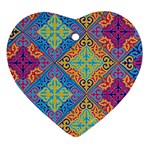 Colorful Floral Ornament, Floral Patterns Heart Ornament (Two Sides)