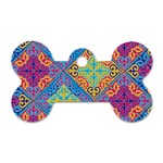 Colorful Floral Ornament, Floral Patterns Dog Tag Bone (Two Sides)