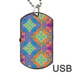 Colorful Floral Ornament, Floral Patterns Dog Tag USB Flash (One Side)