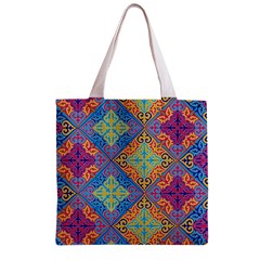 Colorful Floral Ornament, Floral Patterns Zipper Grocery Tote Bag from ZippyPress Front