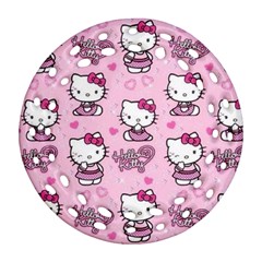 Cute Hello Kitty Collage, Cute Hello Kitty Round Filigree Ornament (Two Sides) from ZippyPress Front