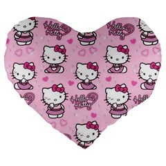 Cute Hello Kitty Collage, Cute Hello Kitty Large 19  Premium Flano Heart Shape Cushions from ZippyPress Front