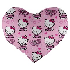 Cute Hello Kitty Collage, Cute Hello Kitty Large 19  Premium Flano Heart Shape Cushions from ZippyPress Back