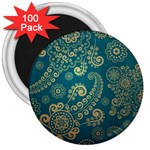 European Pattern, Blue, Desenho, Retro, Style 3  Magnets (100 pack)