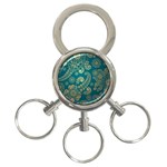 European Pattern, Blue, Desenho, Retro, Style 3-Ring Key Chain