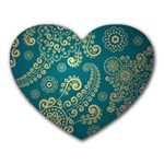 European Pattern, Blue, Desenho, Retro, Style Heart Mousepad