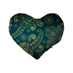European Pattern, Blue, Desenho, Retro, Style Standard 16  Premium Heart Shape Cushions