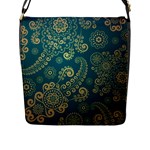 European Pattern, Blue, Desenho, Retro, Style Flap Closure Messenger Bag (L)