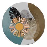 Boho Background Leaves Botanical Ornamental Pattern Seamless Decorative Design Wallpaper Nature Draw Magnet 5  (Round)