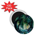Trees Forest Mystical Forest Background Landscape Nature 1.75  Magnets (100 pack) 