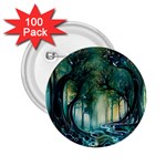 Trees Forest Mystical Forest Background Landscape Nature 2.25  Buttons (100 pack) 