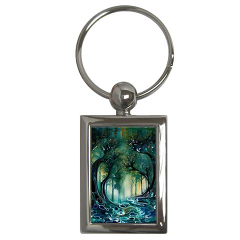 Trees Forest Mystical Forest Background Landscape Nature Key Chain (Rectangle) from ZippyPress Front