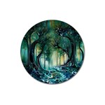 Trees Forest Mystical Forest Background Landscape Nature Magnet 3  (Round)