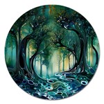Trees Forest Mystical Forest Background Landscape Nature Magnet 5  (Round)