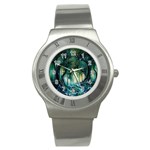 Trees Forest Mystical Forest Background Landscape Nature Stainless Steel Watch