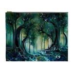 Trees Forest Mystical Forest Background Landscape Nature Cosmetic Bag (XL)