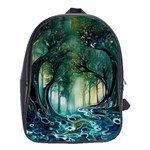 Trees Forest Mystical Forest Background Landscape Nature School Bag (Large)