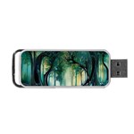 Trees Forest Mystical Forest Background Landscape Nature Portable USB Flash (One Side)