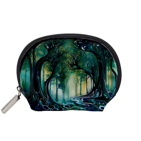 Trees Forest Mystical Forest Background Landscape Nature Accessory Pouch (Small) from ZippyPress Front