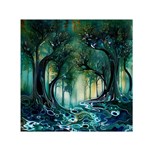 Trees Forest Mystical Forest Background Landscape Nature Square Satin Scarf (30  x 30 )