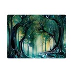 Trees Forest Mystical Forest Background Landscape Nature Premium Plush Fleece Blanket (Mini)