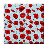 Poppies Flowers Red Seamless Pattern Tile Coaster