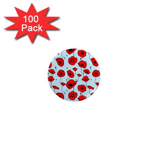 Poppies Flowers Red Seamless Pattern 1  Mini Magnets (100 pack)  from ZippyPress Front