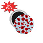 Poppies Flowers Red Seamless Pattern 1.75  Magnets (100 pack) 