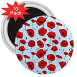 Poppies Flowers Red Seamless Pattern 3  Magnets (10 pack) 
