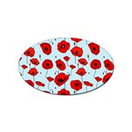 Poppies Flowers Red Seamless Pattern Sticker (Oval)