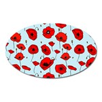 Poppies Flowers Red Seamless Pattern Oval Magnet