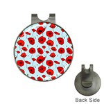 Poppies Flowers Red Seamless Pattern Hat Clips with Golf Markers