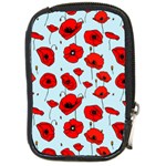Poppies Flowers Red Seamless Pattern Compact Camera Leather Case