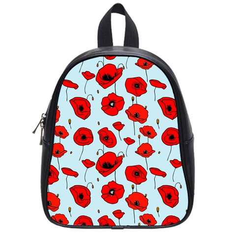 Poppies Flowers Red Seamless Pattern School Bag (Small) from ZippyPress Front