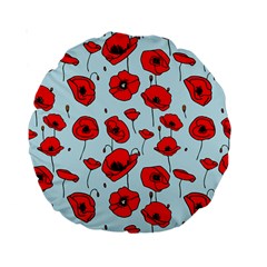 Poppies Flowers Red Seamless Pattern Standard 15  Premium Round Cushions from ZippyPress Front