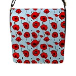 Poppies Flowers Red Seamless Pattern Flap Closure Messenger Bag (L)