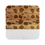 Poppies Flowers Red Seamless Pattern Marble Wood Coaster (Square)