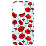 Poppies Flowers Red Seamless Pattern iPhone 14 Pro Max Black UV Print Case