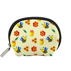 Seamless Honey Bee Texture Flowers Nature Leaves Honeycomb Hive Beekeeping Watercolor Pattern Accessory Pouch (Small) from ZippyPress Front