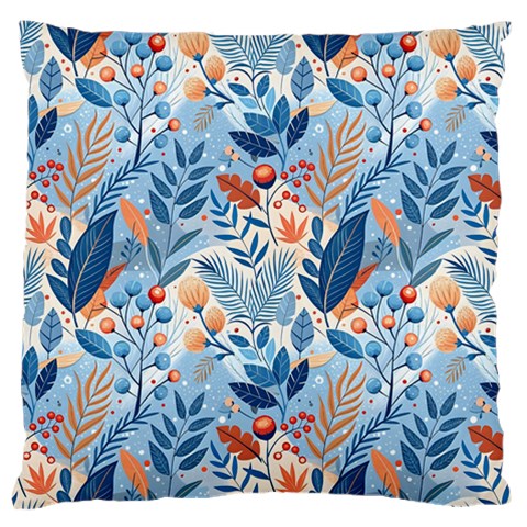 Berries Foliage Seasons Branches Seamless Background Nature Large Premium Plush Fleece Cushion Case (One Side) from ZippyPress Front