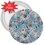 Floral Background Wallpaper Flowers Bouquet Leaves Herbarium Seamless Flora Bloom 3  Buttons (10 pack) 