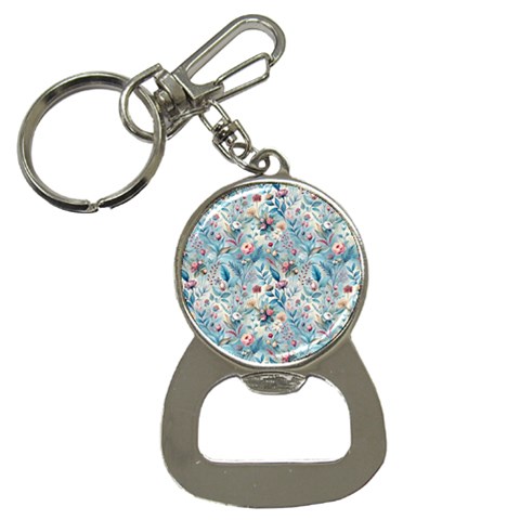 Floral Background Wallpaper Flowers Bouquet Leaves Herbarium Seamless Flora Bloom Bottle Opener Key Chain from ZippyPress Front